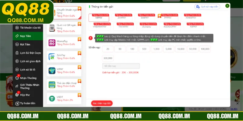 Bật mí TOP 3+ cách thức nạp tiền QQ88 đơn giản, nhanh chóng & an toàn